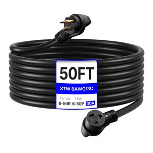 Cavo di Prolunga per Generatore da 30 Ampere, 50 Piedi, 250 Volt, 7500 Watt, NEMA 6-50P 6-50R SWT 8AWG, Cavo di Alimentazione Flessibile - Product Image 2