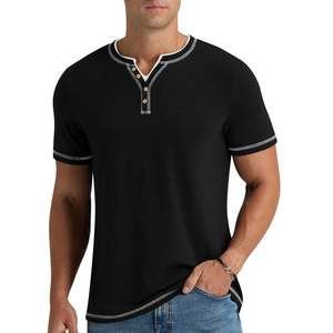 ขายตรงจากโรงงาน เสื้อยืดเฮนลีย์ผู้ชาย คุณภาพพรีเมียม OEM ผ้าฝ้าย 100% แขนสั้น แฟชั่นลำลอง ทรงเข้ารูป กระดุมติดหน้าอก - Product Image 4