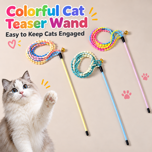 Grain Shape <b>Cat</b> Teaser Wand with Bell Soft Woven Ribbon <b>Cat</b> Stick <b>Toy</b> <b>Interactive</b> Kitten Play <b>Toy</b> for Indoor <b>Cats</b> Exercise - Product Image 5