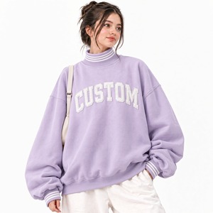 Women’s Casual Oversized <b>Top</b> <b>Mock</b> <b>Neck</b> Long Sleeve Sweatshirt Relaxed Loose Pullover Design Ribbed <b>Neck</b> Cuff and Hem Trendy - Product Image 3