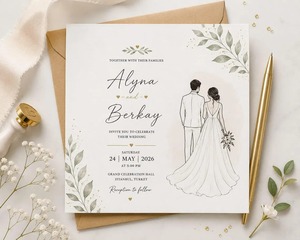 Tarjetas de Invitación de Boda Personalizadas de Lujo, Impresión de Tarjetas de Invitación para Celebraciones de Boda Tradicionales y Modernas, Disponibles para la Venta - Product Image 3