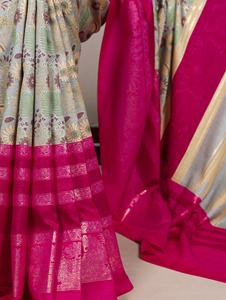Sari Tradicional Indio Informal con Estampado Floral para Uso Diario y Eventos Festivos para Mujer, Atuendo Cómodo, Elegante y Moderno - Product Image 6