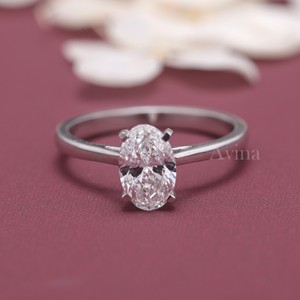 IGI Certified Oval Cut Diamond Solitaire Engagement <b>Ring</b> in 14K Yellow / Rose & White Gold - Product Image 1