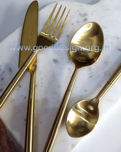 Cubiertos de oro rosa de acero inoxidable batidos a mano de 5 piezas para juegos de cubiertos de fiesta de boda - Product Image 6