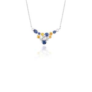 14K Solid White Gold Multi Sapphire Necklace - Product Image 3