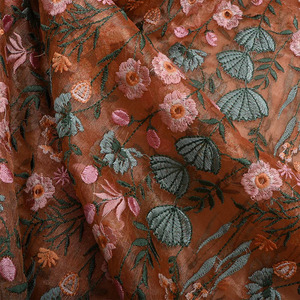 Tela de Felpa de Alta Calidad, Ecológica, Transpirable, con Bordado Malty, Elegante Jacquard Floral Estampado, Peso Medio, 100% Poliéster - Product Image 6
