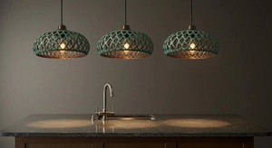 Rustic Bronze Pendant <b>Light</b> With Green Patina Cage Design Circular <b>Ceiling</b> Fixture For Indoor Lighting Decorations - Product Image 4