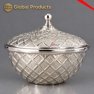 Tazón para Servir con Diseño de Flores en Metal Plateado y Dorado, Hecho a Mano, de Alta Calidad, para Servir Alimentos, Centro de Mesa para Bodas, Restaurantes y Hoteles - Product Image 3