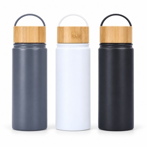 Botella de Agua Personalizada de Acero Inoxidable con Tapa de Bambú, Aislada al Vacío, con Serigrafía y Logotipo para Regalo Corporativo, MOQ Bajo - Product Image 1