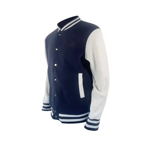 Veste de sport pour homme bleu marine avec manches et rayures blanches, style preppy, coupe classique, en coton et polyester, pour l'automne - Product Image 2