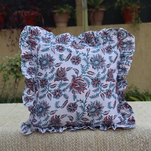 Floral Ruffle Eco-Friendly Handmade Customizable Square Printed Cotton Modern Style Cushion Cover Pillowcase <b>Home</b> Decor - Product Image 4