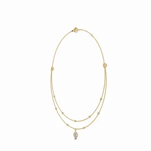 Collier double chaîne en or 18 carats pour femme avec pendentif diamant taille marquise et poire, style mariage tendance, 0,592 carats, pour usage quotidien - Product Image 3