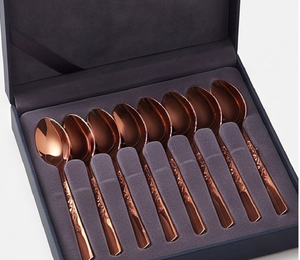 Elegante juego de cucharas de metal color oro rosa con acabado mate, aptas para lavavajillas, para uso en bodas y en el hogar. - Product Image 6
