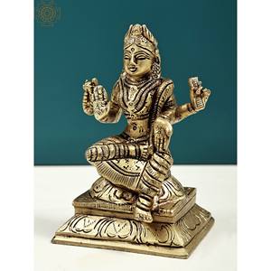 Hecho a mano 4 pulgadas Bala Sundari Escultura Ídolo de latón hecho a mano del sur de la India - Product Image 3