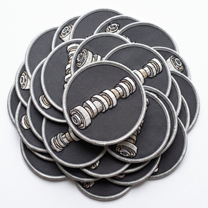 Écusson brodé hexagonal, badge de joint de culasse, emblème de cylindre de moteur, gris sergé, bordure surjetée, pour fabricant - Product Image 4