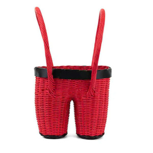 Panier tissé festif adorable en forme de pantalon de Père Noël, panier de rangement décoratif rouge pour cadeaux, bonbons et décorations de Noël - Product Image 4