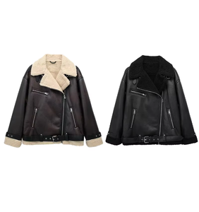 เสื้อแจ็คเก็ตแฟชั่นลำลองสำหรับผู้หญิง ดีไซน์ทันสมัยประจำฤดูใบไม้ร่วง-ฤดูหนาวปี 2026  คอปกขนสัตว์  ผ้าสองด้าน - Product Image 1