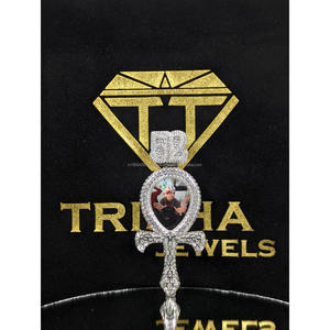 High Quality Ankh Cross Picture Pendant Moissanite 925 Sterling Silver Gold Plated Custom <b>Memorial</b> <b>Gift</b> Jewelry Trisha Jewels - Product Image 1