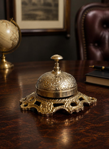 Cloche de réception en laiton ornée, cloche d'appel florale vintage, cloche décorative pour hôtel, service de bureau, accessoire de comptoir de restaurant - Product Image 5