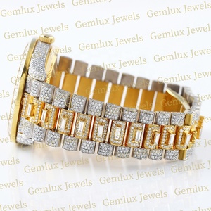 Testeur de diamants de haute qualité deux tons D VVS entièrement glacé Moissanite diamant Baguette mouvement automatique montre Hip Hop - Product Image 3