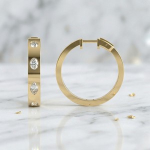 ต่างหูเพชรทรงหยดน้ำแบบผสม 2.00 กะรัต ติดตั้งด้วยแบบ Prong Set - Product Image 1