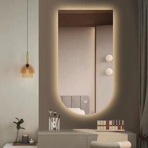 Miroir de vanité LED contemporain en verre en forme de U avec commande tactile et rétroéclairage ambiant, installation murale - Product Image 2