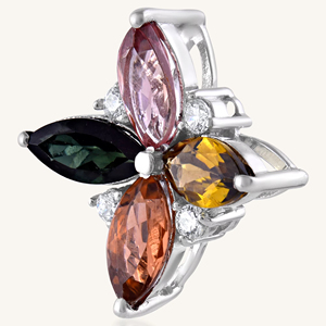 Colgante de turmalina multicolor y circonita cúbica en plata de ley 92.5 KLSP-50106 - Product Image 1