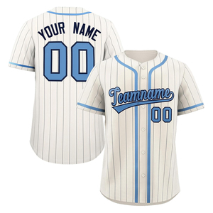 Dernier modèle de maillot de baseball personnalisé de qualité supérieure, écologique, rayé blanc et bleu, broderie unisexe, pour adolescents, maillot de softball court - Product Image 1