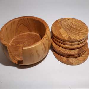 Sous-verres en bois naturel personnalisés en gros : ronds, carrés, fins, en chêne, hêtre, acacia, noyer, pour tasses à boisson, thé et café, vierges et unis - Product Image 4
