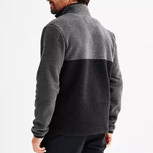Veste polaire zippée pour homme, coupe décontractée, coupe-vent, à manches longues, tricotée, color block, noir et gris, pull de golf - Product Image 2