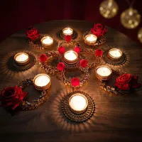 Ensemble de porte-bougies à la bougie tealight en rose, écologiques et faits à la main, avec couleurs personnalisables pour mariage, Diwali, décoration de table à la maison