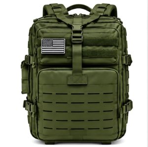 Mochila Táctica Verde Oliva, Mochila Molle con Parche de la Bandera de EE. UU., Bolsa de Asalto de Nailon para 3 Días - Product Image 1