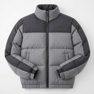 Veste matelassée grise et noire pour homme, manteau d'hiver matelassé, col montant, fermeture éclair intégrale, ONEAPEX, chaud, décontracté, streetwear, vêtements d'extérieur - Product Image 4