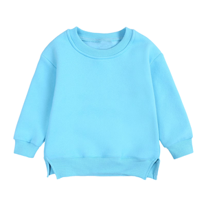 Sweat-shirt uni à col rond pour bébés et enfants, manches longues, pull décontracté, haut en molleton de coton pour garçons et filles, vêtement basique, personnalisable OEM - Product Image 4