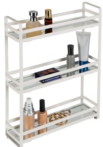 Three Tier Metal Storage Rack With Glass Shelves Minimalist Design For Bathroom Use Standing Type 33x15x85cm - Product Image 4