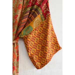 ชุดกิโมโนผ้าไหมปะติดปะต่อสำหรับผู้หญิง ชุดนอนยาวสไตล์โบโฮ เสื้อคลุมเนื้อผ้านุ่มพลิ้วสบาย - Product Image 4