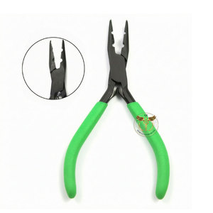 Lightweight Reusable Stainless Steel Hair Extension Fitting Plier 2 Holes Green Grip Micro Ring Nano Bead Crimping Tool - Product Image 1