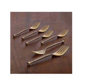 Fourchette à dessert en laiton Royal, design manche en bambou, couverts en laiton, 2 pièces, prix de gros - Product Image 3