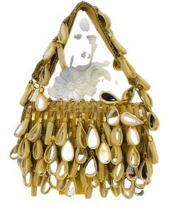 Bolso de Mano de Seda Cruda Hecho a Mano por Craftstages International, Estilo Boho con Bordado, Correa de Cadena, Cierre Magnético, Multifuncional, 1-1.9L - Product Image 1