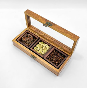 Wood Spice <b>Box</b> Wooden Craft Seasoning Masala Storage <b>Box</b> 9x9 Inch Decorative Wooden Spice <b>Box</b> - Product Image 1