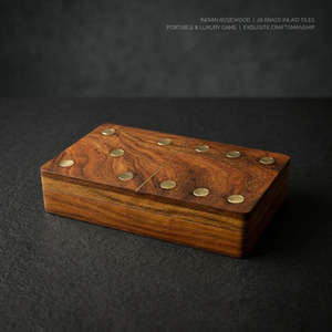Jeu de dominos de luxe en bois de rose Aethelred Games, 28 tuiles, fabriqué à la main, boîte de rangement en bois portable, jeu d'intérieur - Product Image 4