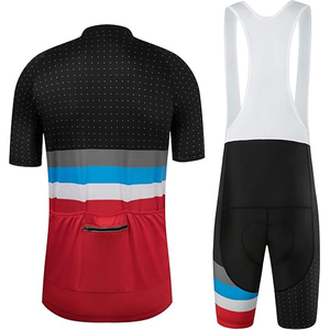 Ensemble maillot et short de cyclisme pour homme, noir, rouge, bleu, gris, design rayé, respirant, vêtements de vélo performants - Product Image 6