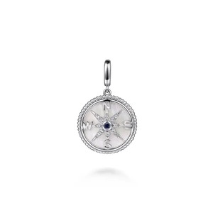 Collier pendentif boussole de luxe en argent sterling 925 avec étoile du Nord en nacre, bijoux pour femmes - Product Image 2