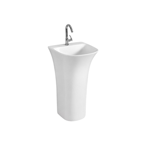 Lavabo de Pedestal Rectangular Porsche de Una Pieza, Montado en el Suelo, con Grifo Monomando, Contemporáneo, Capacidad de 9L, Acabado Brillante - Product Image 1