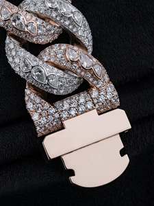 Pulsera de Diamantes de Laboratorio Chapada en Oro Rosa Estilo Hip Hop con Dije de Bebé, Corte Brillante Redondo, Joyería Unisex para Uso Diario - Product Image 6