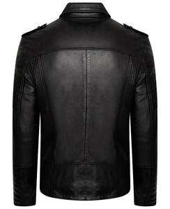 Men's Black PU Leather Moto <b>Jacket</b> Turn-down Collar Zipper Closure Slim Fit Autumn Wear - Product Image 4