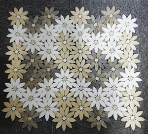 Flor de mosaico blanco Waterjet patrón Floral mármol mosaico para Backsplash cocina azulejos - Product Image 3