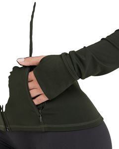 Chaqueta de manga larga con cremallera para mujer Logotipo estampado personalizado Nuevo ajuste adelgazante Secado rápido Fitness Correr al aire libre Yoga Transpirable Sólido - Product Image 6