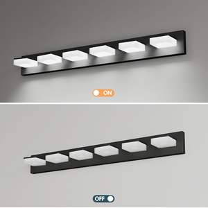 Modern 6-<b>Light</b> 39-Inch <b>LED</b> Black-Iron Matte Black Bathroom Vanity <b>Light</b> Fixtures Wall Lighting Cool <b>White</b> D0100XFA7ZY - Product Image 6