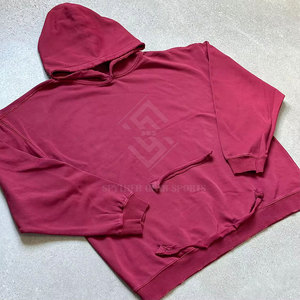 Sweat-shirts à capuche décontractés pour hommes, coupe ample, sur mesure, unis, effet vieilli, respirants, en molleton écologique et mélange de coton - Product Image 1